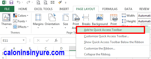 Tampilan Quick Access Toolbar Microsoft Excel
